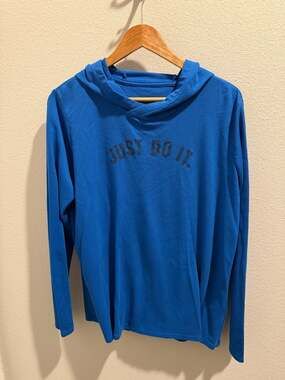 Nike Dri-FIT Just Do It Waffle Knit Hoodie Blue Size XL
